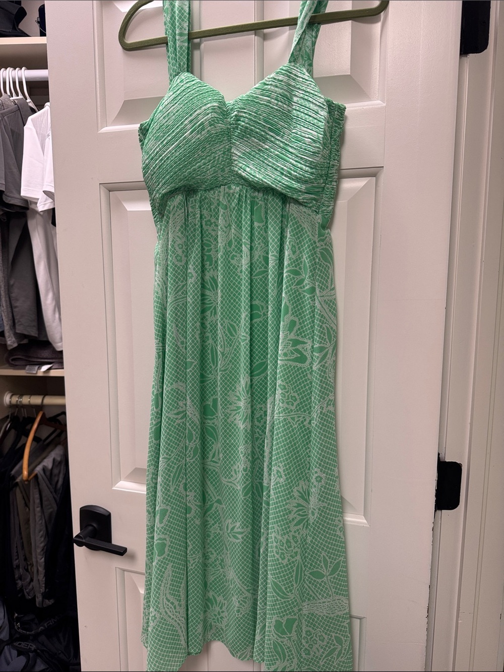 White House Black Market Mint Green Floral Midi Dress
